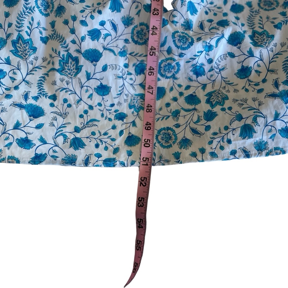 Draper James Floral Dress Blue & White Ruffle Sleeve 100% Cotton Maxi Size XXL - Picture 9 of 10